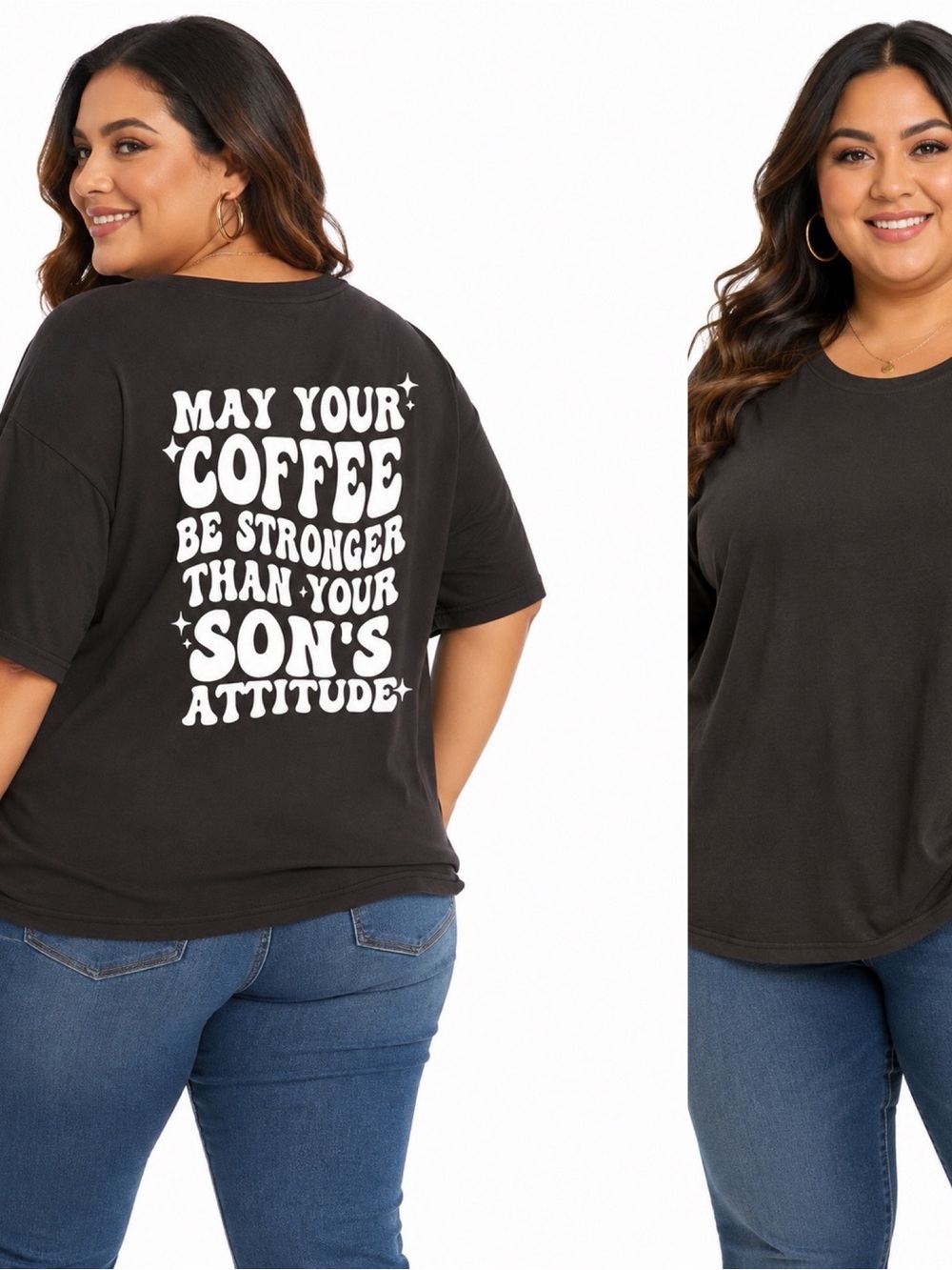 Mom Life Coffee Graphic T-Shirt – Women’s Plus Size 4X – Funny Coffee Tee Black